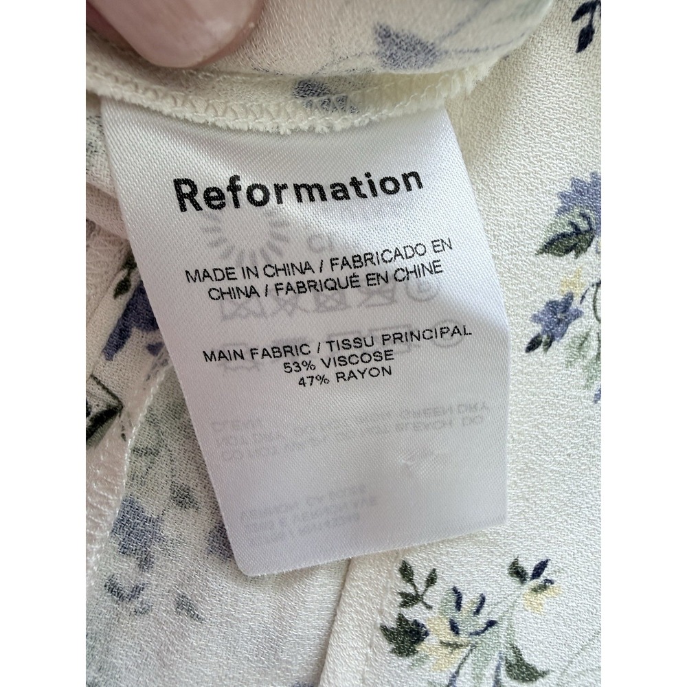 NWT Reformation Frasier Dress Madeline Floral Ruched Side Slit Midi Size 0 NEW - Picture 10 of 14